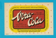 1x Etikett Vita-Cola, Zwickauer Brauereien, DDR