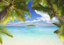 Palmen Landschaft Meer VLIES FOTOTAPETE 3D WOHNZIMMER TAPETE WANDBILD XXL