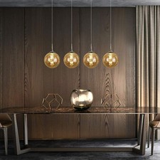 4 Flammig Esstisch Pendelleuchte Höhenverstellbar Hängelampe Glaskugel