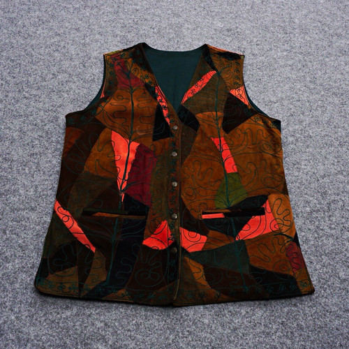 Vintage lederweste patchwork - vintage,