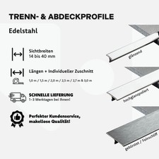 T Profil, Fliesenschiene Abdeckprofil Edelstahl 4 Breiten L 100 cm 3 Oberflächen