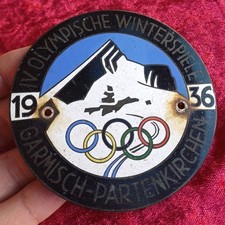 Olympische Winterspiele 1936 Auto Plakette Emaille Garmisch-Partenkirchen