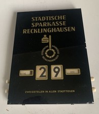 Vintage Alter Ewiger Kalender Sparkasse Recklinghausen Drehkalender Glas Werbung