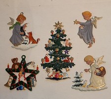 Zinnfiguren Flachfiguren bemalt Weihnachten, Engel, Weihnachtsbaum