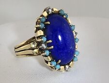 Goldring 750, Lapis, Türkiskugeln, Brillanten