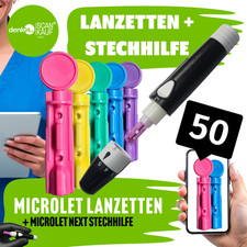 Stechhilfe Microlet next + ►50◄ Microlet Lanzetten ⭐️⭐️⭐️⭐️⭐️denk24