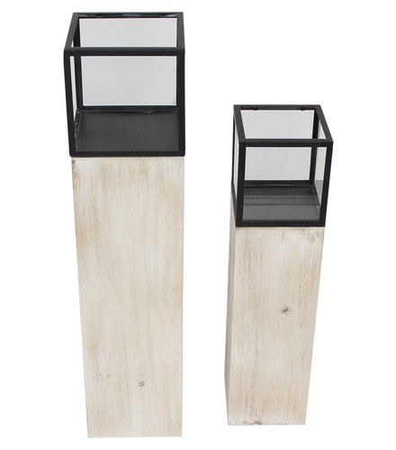 Windlichtsäule modern 2er - windlichtsäule, set