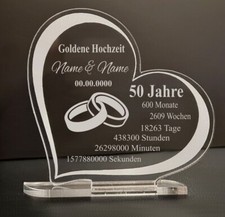 Geschenk Goldene Hochzeit Hochzeitstag Gravur - Größe wählbar - individuell