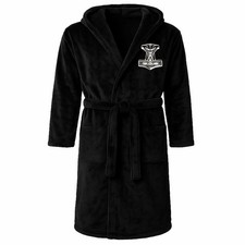 Bademantel mit Kapuze schwarz Thors Hammer Wikinger Vikings Nordic Herren Männer