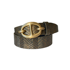 Ledergürtel 85 cm braun gold