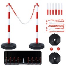 2/4er  Absperrpfosten mit Kette Pfosten Absperrkette Absperrung Sperrpfosten ./