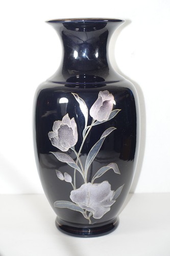 Vase porzellan blauschwarz - porzellan, mit