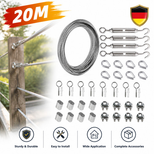 20m 3mm drahtseil - 3mm, edelstahl