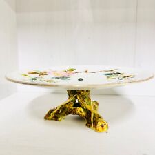 Antik 1876 Atemberaubender ungewöhnlicher handbemalter Dreibein Kuchenständer