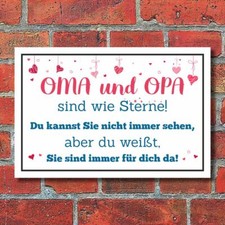 Schild Oma Opa sind wie Sterne