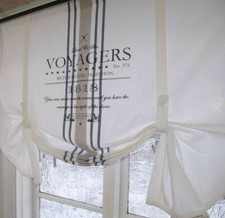 Raff Gardine OCEAN WEISS Blau Rollo 180 x100 cm BxL Maritim Landhaus Scheiben