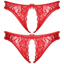 DE Herren Offenen Slips Spitze Transparent String Tanga Sissy Low Rise G-String 