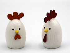 Miniatur  Hahn & Huhn, weiß