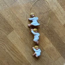 3 Singer Jullar Engel  hängend 3er Set Engel für Fenster Tannenbaum handbemalt 