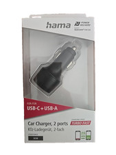 Hama KFZ Ladestecker, 2 Fach, USB C und USB A Ladebuchse, 30 Watt, 00210568