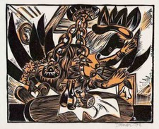 Eberhard DÄNZER - Leuchterweibchen  - Original LINOLschnitt signiert 1975