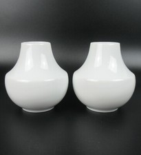 2x Heinrich Porzellan Vase weiss Glasiert Classic White Glazed Porcelain 8,5cm