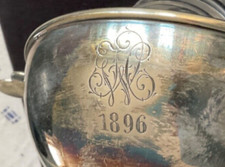 ~ Silber-Schüssel Alpacca / Neusilber? ~ A. KÜNNE ALTENA ~ Monogramm 1896