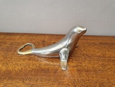 Flaschenöffner Robbe Seehund Messing verchromt sehr schön 70er