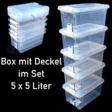 Aufbewahrungsbox mit Deckel 5er Set 5,0 Liter Kunststoffbox Plastikbox Box Koop.