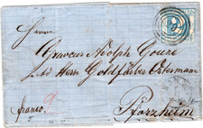 THURN & TAXIS Faltbriefhülle m. 39 HANAU "29" + K 1 - PFORZHEIM; 2 - FEB - 1866