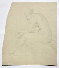 Aktstudie für eine traurige Frau, ihre Stirn aufstützend, Zeichnung, 19. Jh.