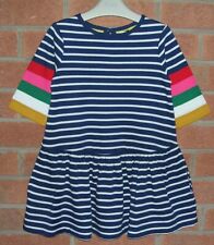 MINI BODEN Mädchen T-Shirt-Kleid blau gestreift Regenbogenärmel Alter 2-3 98 cm NEU
