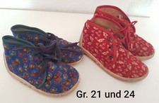 Elefanten Kinderschuhe Cord Kord Schuhe Kinder Rot Blau Gr. 21 Und 24 80er Jahre