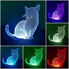Katze - LED Tischlampe Tischleuchte Nachtlicht 7 facher Farbwechsel