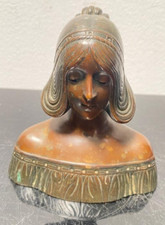 Büste, Bronze, Jugendstil, Mädchen, Patina, um 1900, Frankreich