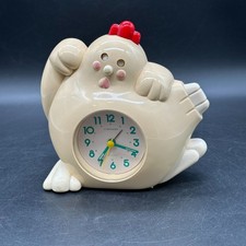 Hühner Wecker Alarm Quartz Gelb mit Sound Kikeriki Huhn Uhr Selten defekt