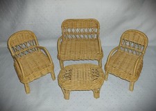 Barbie Möbel * Korbmöbel * 2x Stuhl + Tisch + Bank
