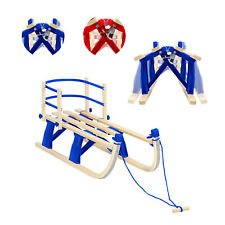 Schlitten faltbar Holzschlitten mit Rückenlehne Zugseil Kinderschlitten Rodel