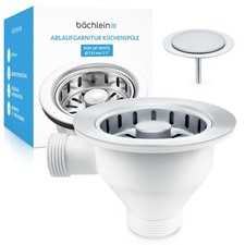 Bächlein Ablaufgarnitur Pop-Up Küche Spüle Ø 70 / 114 mm Spülenablauf Edelstahl 
