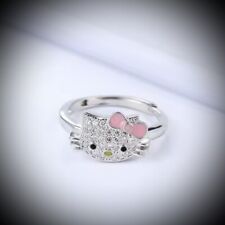 Hello Kitty Ring verstellbar Silber Rosa Schmuck Zubehör Geschenk Schmuck