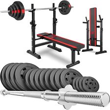 Hop-Sport Hantelbank Kraftstation 1080 mit Langhantel Set Gewichte 39/69/99 kg