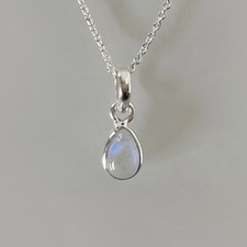 Filigrane Silberkette - feiner Mondstein Tropfen - Silber 925 - Collier