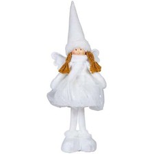 Weihnachtsengel 36cm (45cm) stehend Deko Figur silber weiß Engel Christkind