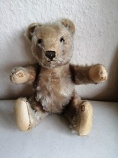 Uralter STEIFF Teddy Bär 26cm 50er Jahre bespielt Glasaugen Mohair 4 Krallen