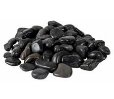Zierkies Dekosteine schwarz poliert 1,5 kg, Kieselsteine Garten 2-3 cm