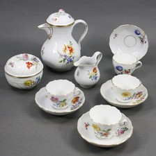 Meissen 11-tlg. Mokkaservice Neubrandenstein 2. Wahl Blume 3 mitte,bunt,Goldrand