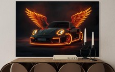 Leinwand Bild Kunst Motor Pop Art Auto Car Wandbild Engel Wings Wagen