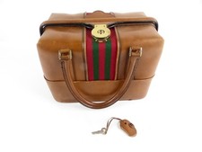 Vintage Damen Tasche Henkeltasche Bag Echtleder Braun abschließbar (EB)