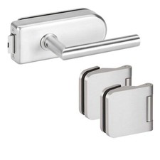 Glastürbeschlag Set Office/Studio UV Glastürschloss + Bänder + Drücker Edelstahl