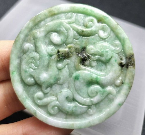 Rundes jade drachen amulett - rundes,